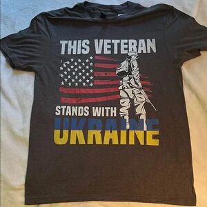 Ukraine Support This Veteran Stands With Ukraine T-Shirt - (M)